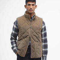 Fossil Barbour Mens Cord Liddesdale Quilted Gilet Model Front