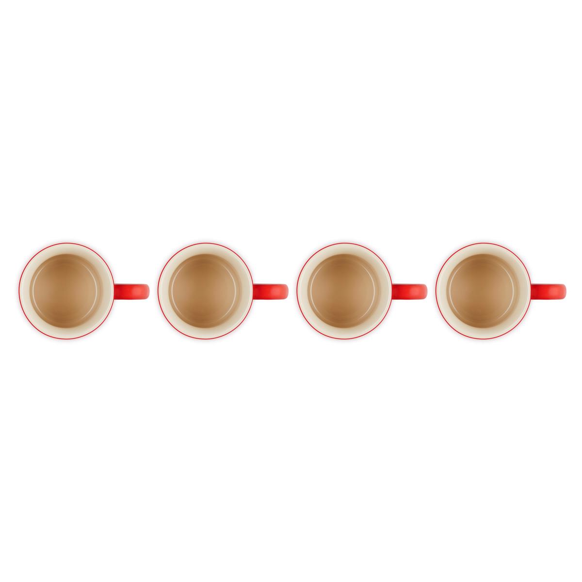 Cerise Le Creuset Stoneware Set of 4 400ml Seattle Mugs Top View