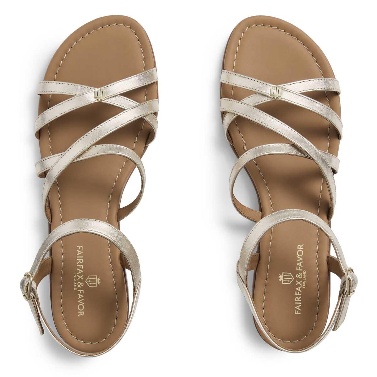 Gold Leather Fairfax & Favor St Ives Sandals Above