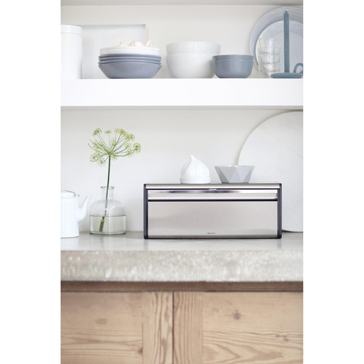 Matt Steel Brabantia Fall Front Bread Bin Lifestyle