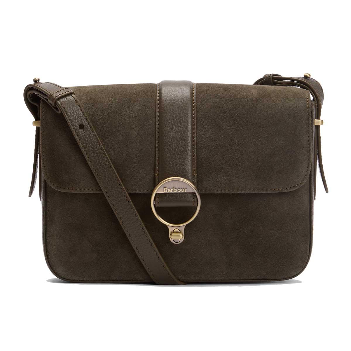 Olive Barbour Womens Rosa Suede & Leather Crossbody Bag