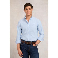 Sky Blue Holland Cooper Mens Classic Oxford Shirt On Model