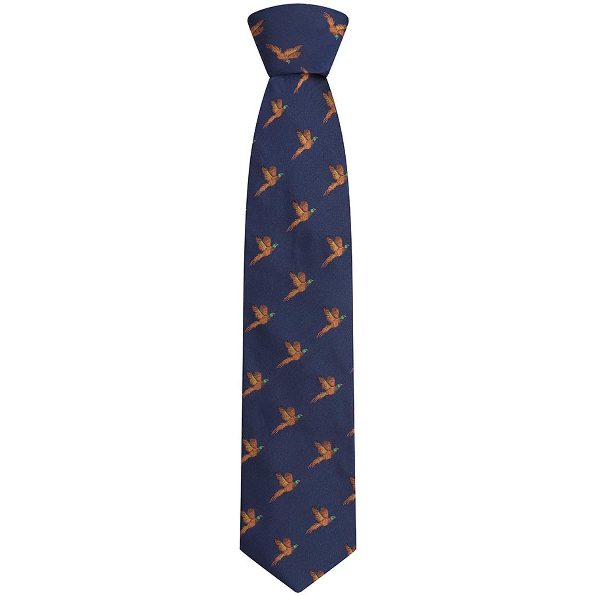 Hoggs Of Fife 100% Silk Woven Tie Pheasants Boxed