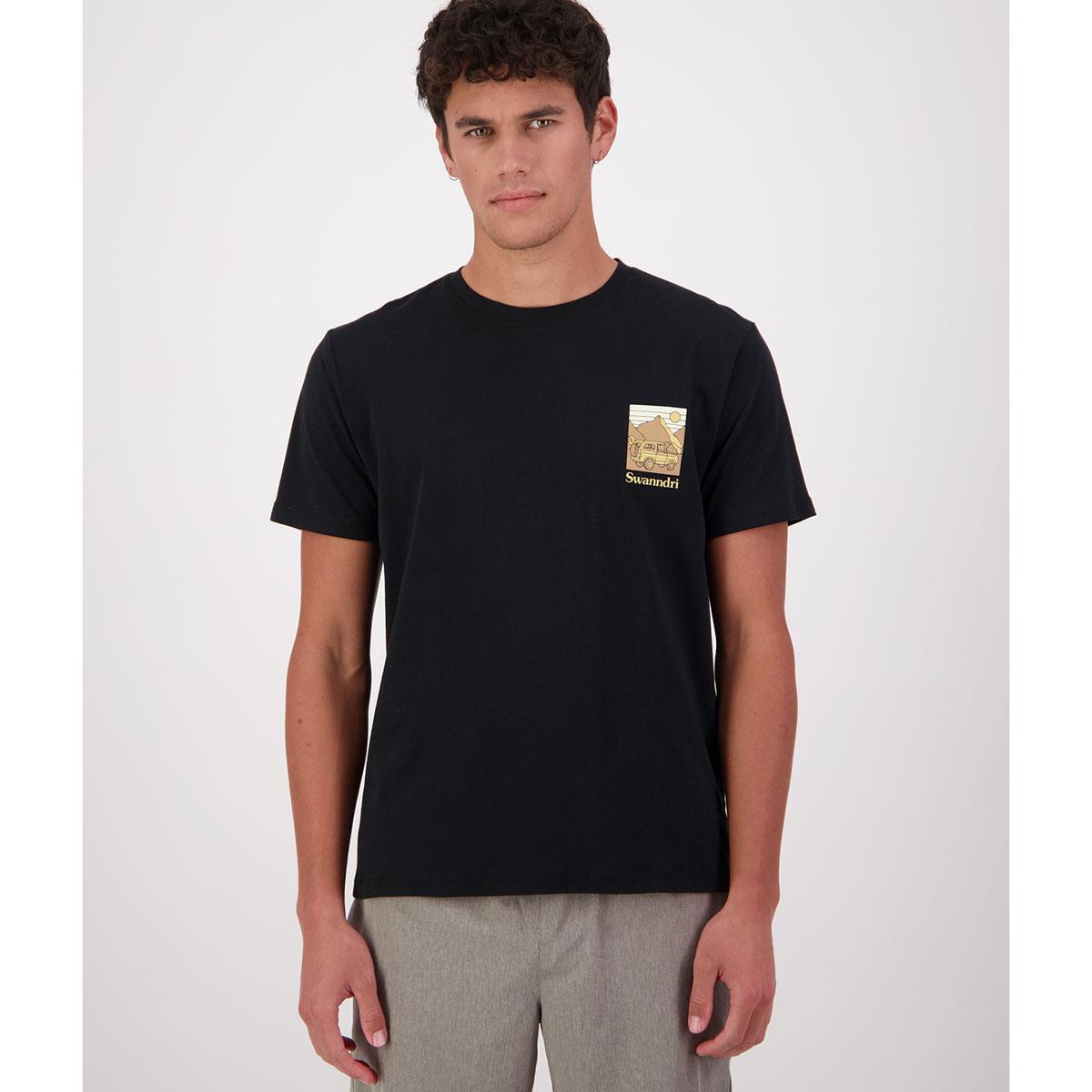 Black Swanndri Mens Outback Printed T-Shirt Front