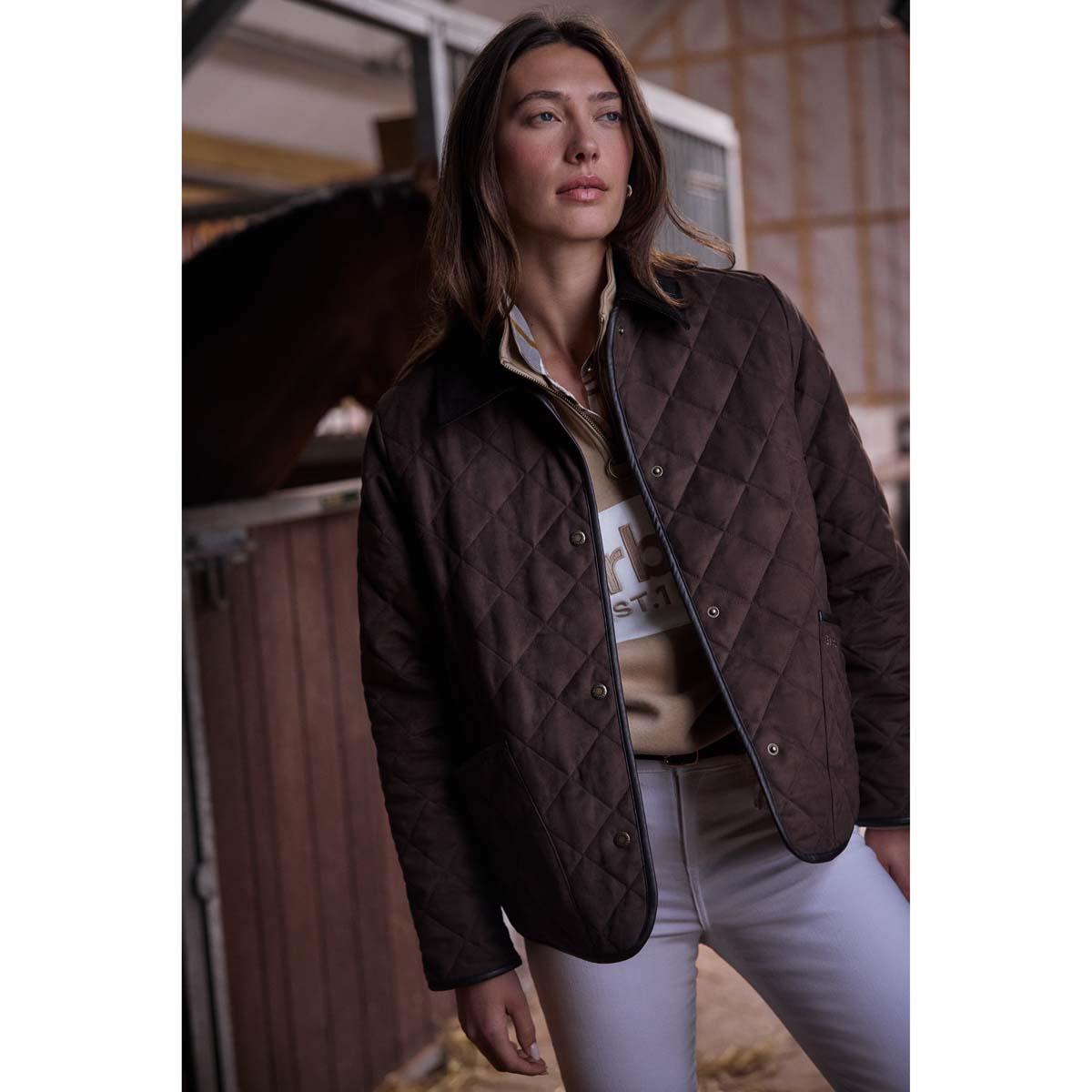 Dark Brown/Muted Barbour Womens Sonya Quilted Jacket Lifestyle