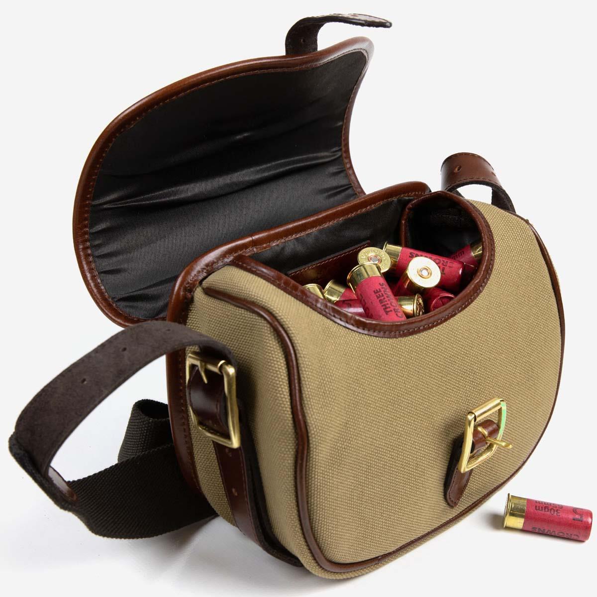 Teales Huntsman Brandy Leather & Khaki Canvas Cartridge Bag