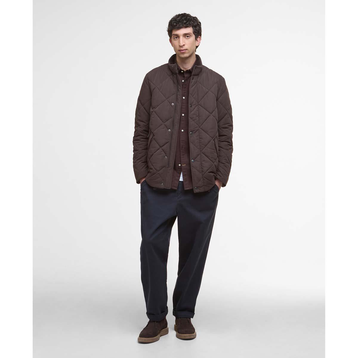 Black Oak/Midnight Oak Barbour Mens Winter Chelsea Quilted Jacket On Model