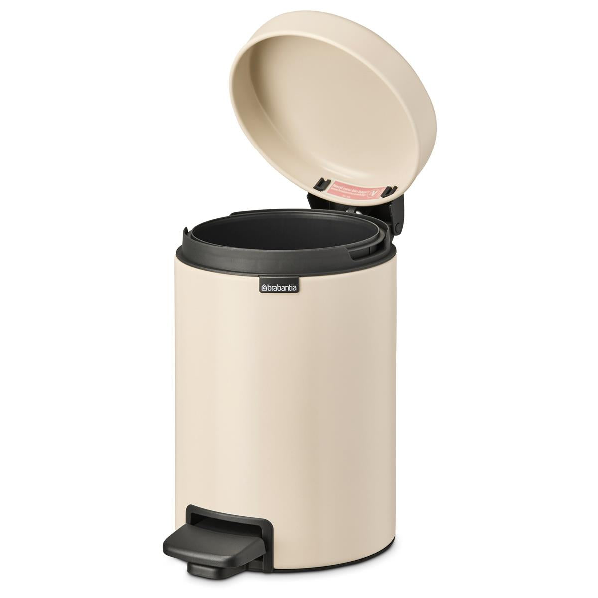 Soft Beige Brabantia newIcon Pedal Bin 3 Litre Open