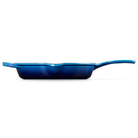 Azure Le Creuset Signature Cast Iron Round Deep Skillet with Metal Handle 26cm Side