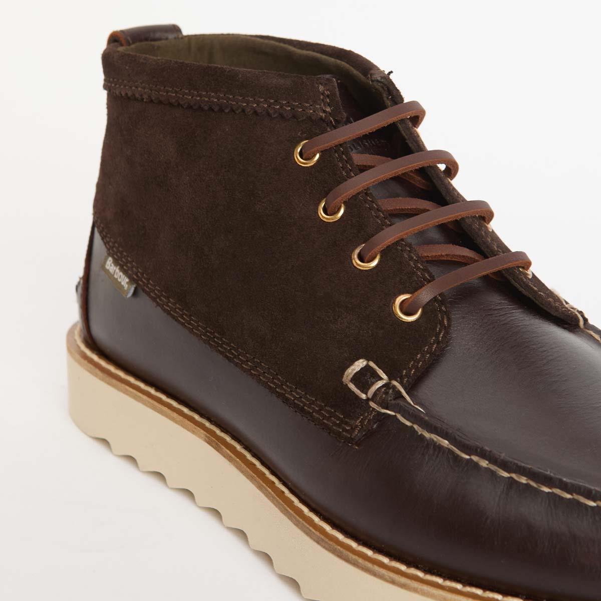 Olive/Dark Brown Barbour Mens Hadston Chukka Boot LACE