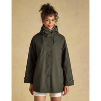 Khaki Green Joules Women's Rainmore Waterproof Coat Fastened