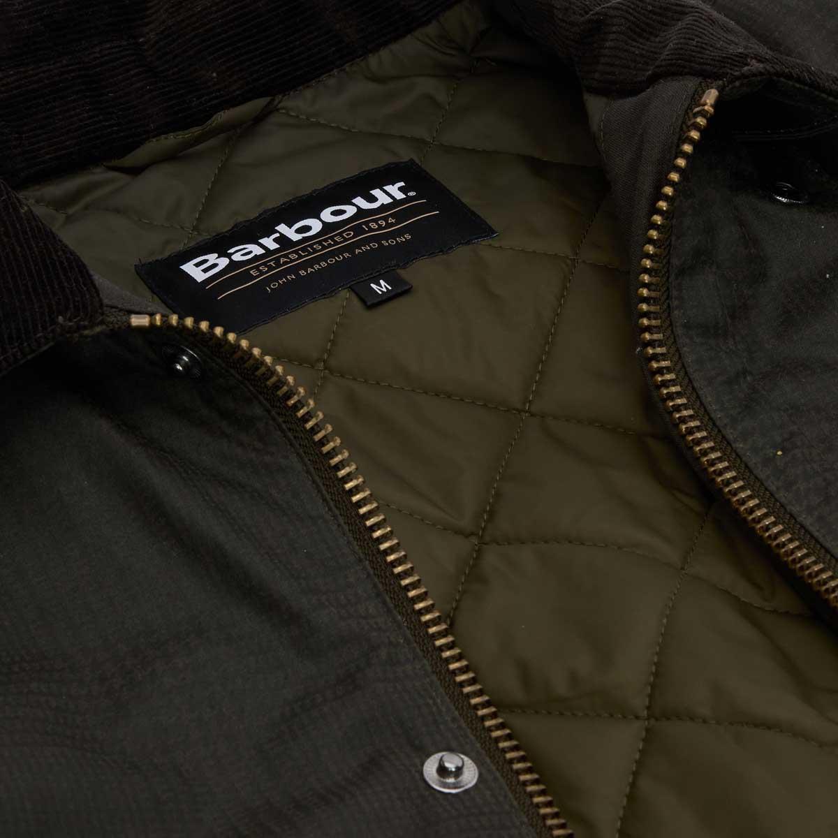 Olive Check Barbour Mens Modern Beaufort Check Wax Jacket Lining