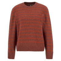 Burnt Orange Stripe Barbour Womens Claydon Knitted Jumper