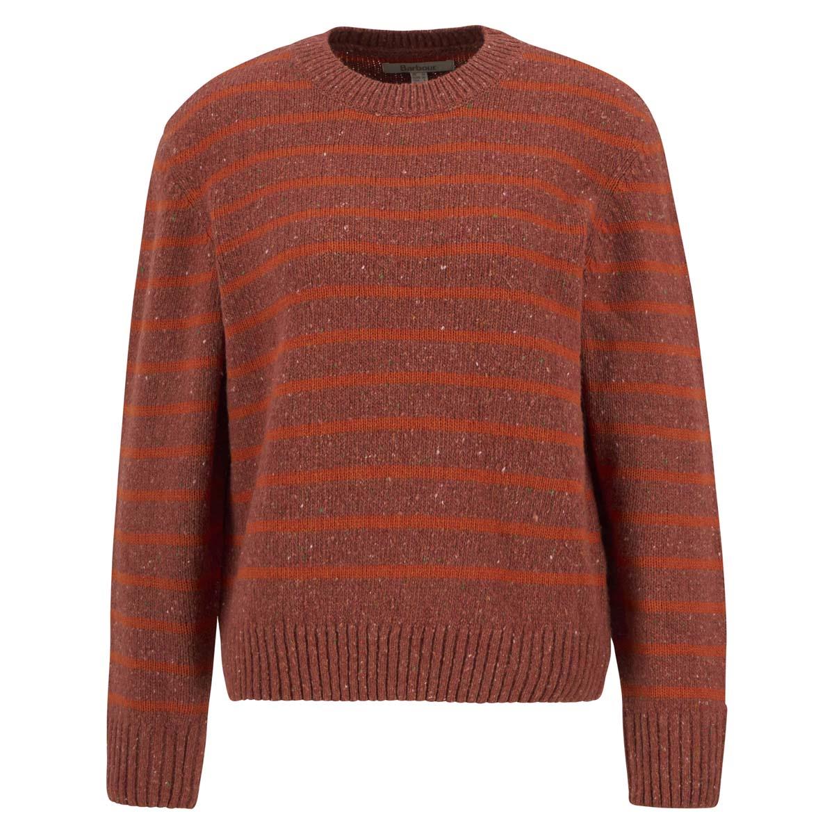 Burnt Orange Stripe Barbour Womens Claydon Knitted Jumper