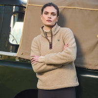 Natural Borg Khaki Borg Holland Cooper Womens Country Borg Fleece Quarter Zip Lifestyle