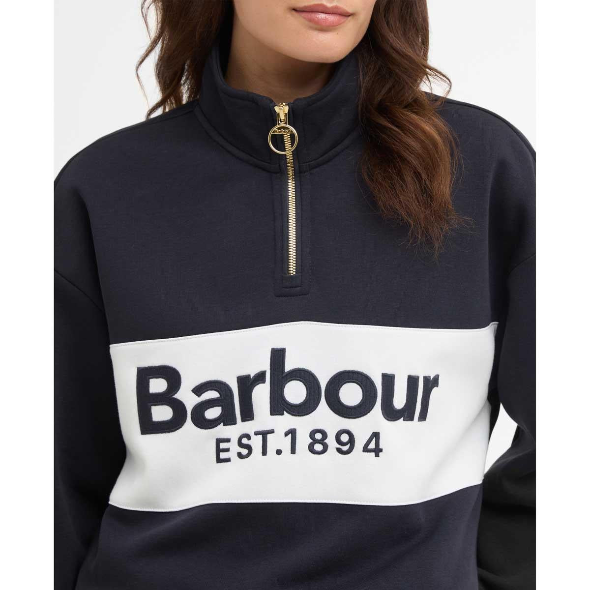 Dark Navy Barbour Womens Zaria Half Zip Sweatshirt logo
