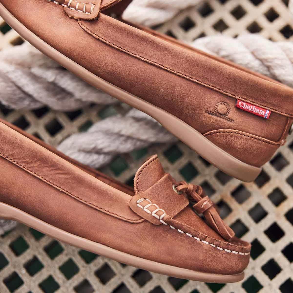 Dark Tan Chatham Womens Pulau Tassel Loafers Lifestyle Detail