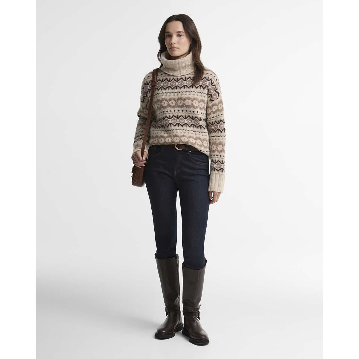 Birch Multi Barbour Womens Helen Knitted Jumper ON MODEL
