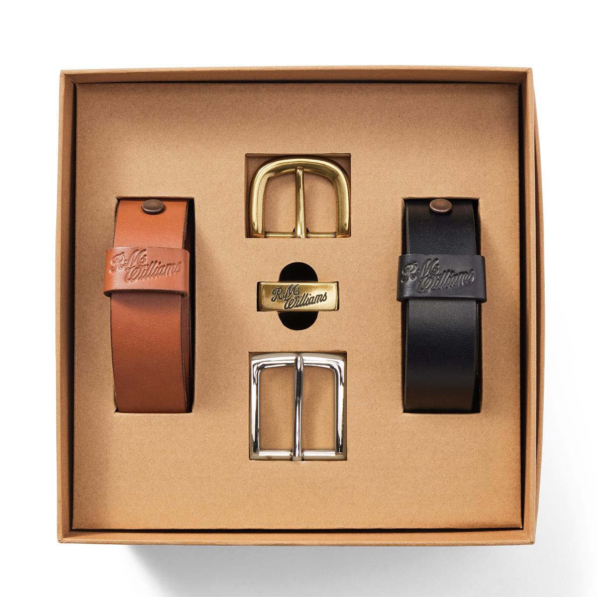 Mid Brown R.M. Williams Mens 1 1/2 Belt Gift Set
