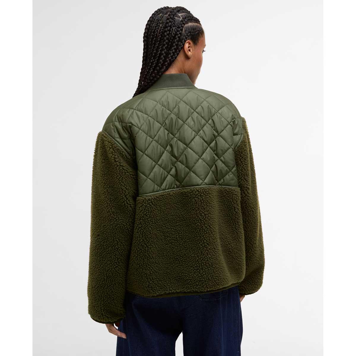 Olive Barbour Womens Weatherby Fleece Jacket Back