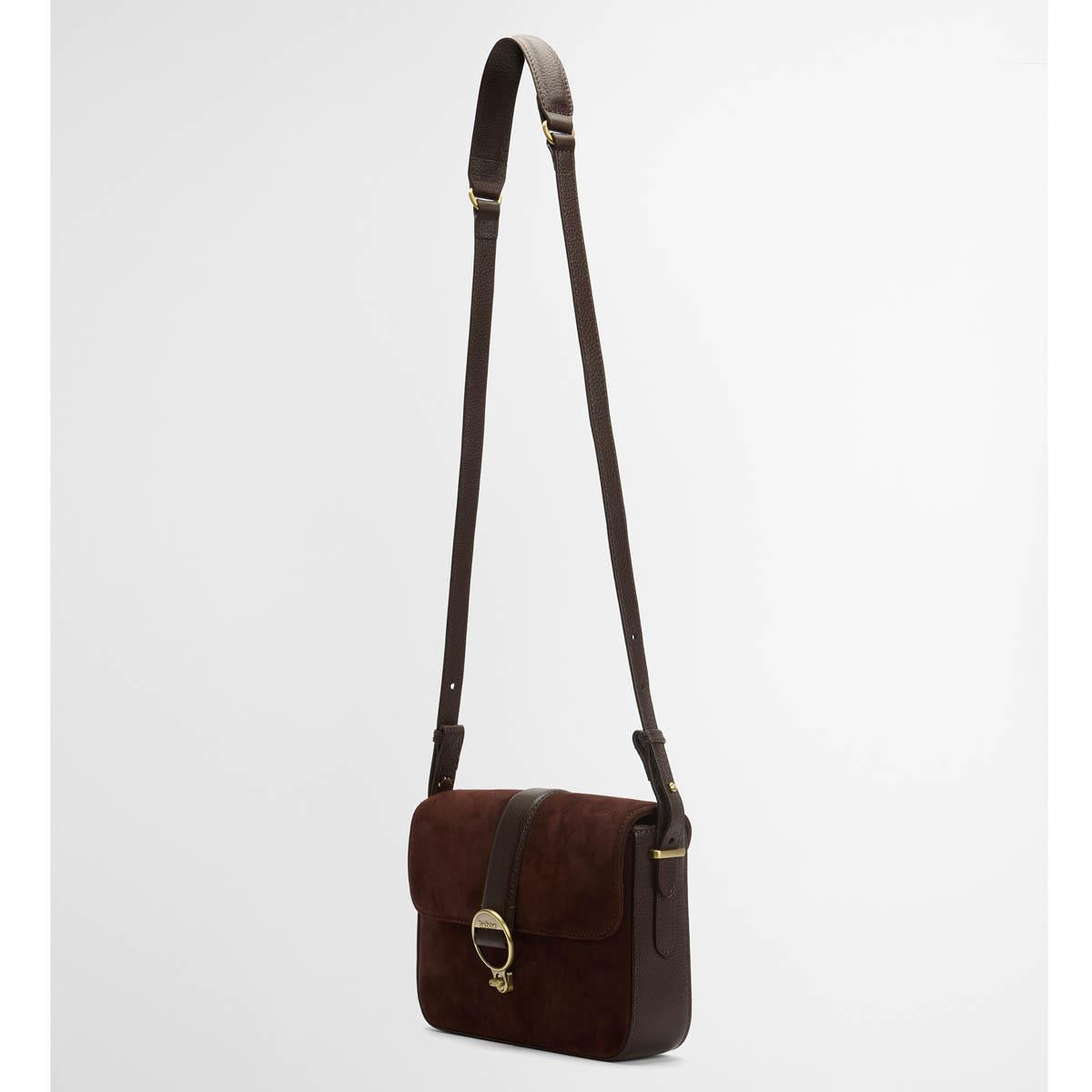 Olive Barbour Womens Rosa Suede & Leather Crossbody Bag Handle