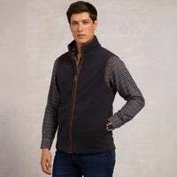 Navy Holland Cooper Mens Country Fleece Gilet On Model