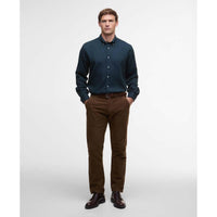 Navy Barbour Mens Tamish Regular Herringbone Shirt Front