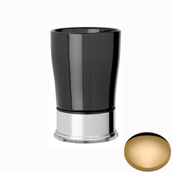 Non-Lacquered Brass Samuel Heath Style Moderne Freestanding Black Ceramic Tumbler Holder N6665B