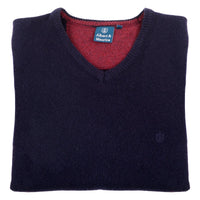Navy Albert and Maurice Mens Eastnor 100% Lambswool V Neck Jumper Navy