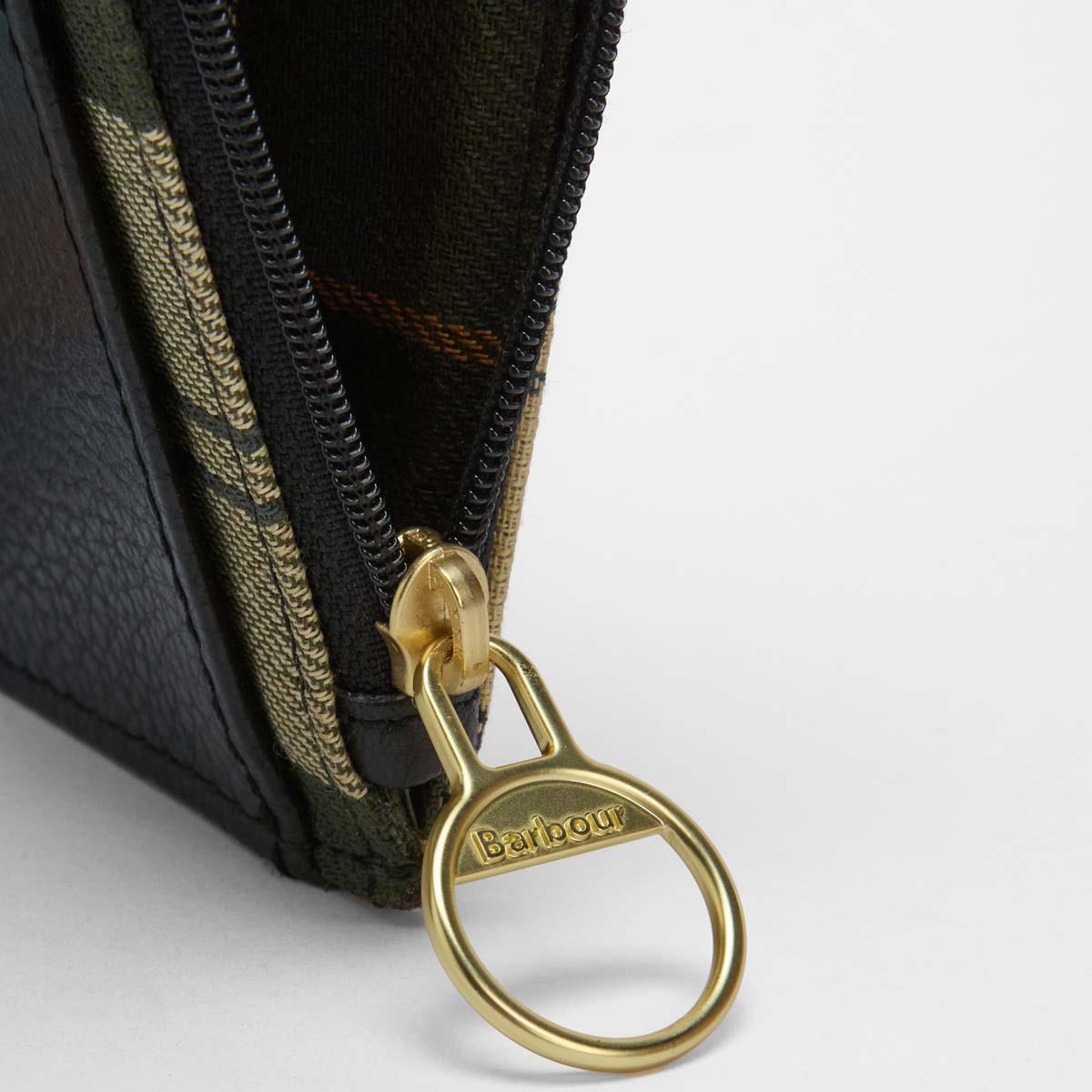 Black/Ancient Barbour Womens Alder Leather Card Holder Zip Pull