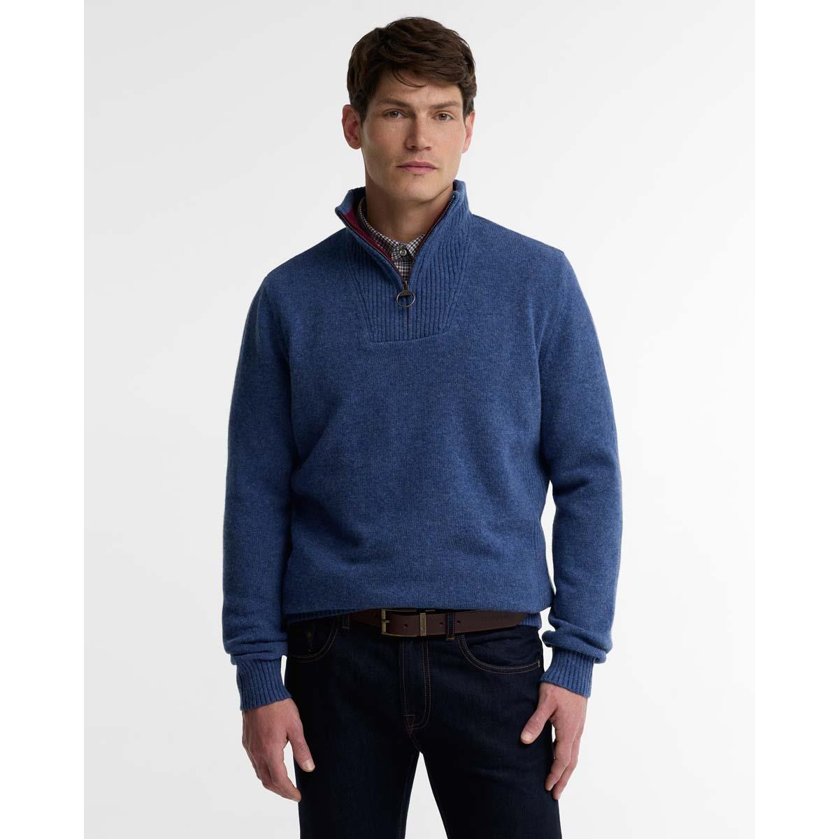 DEEP BLUE Barbour Nelson Essential Half Zip FRONT
