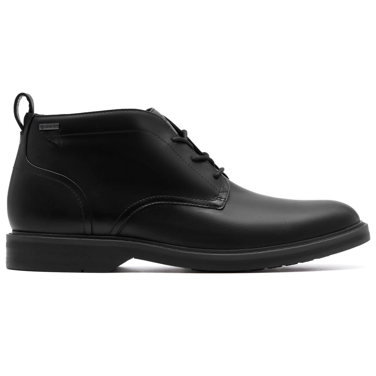 Black Leather Clarks Mens Aldwin Mid GTX Chukka Boot Side View