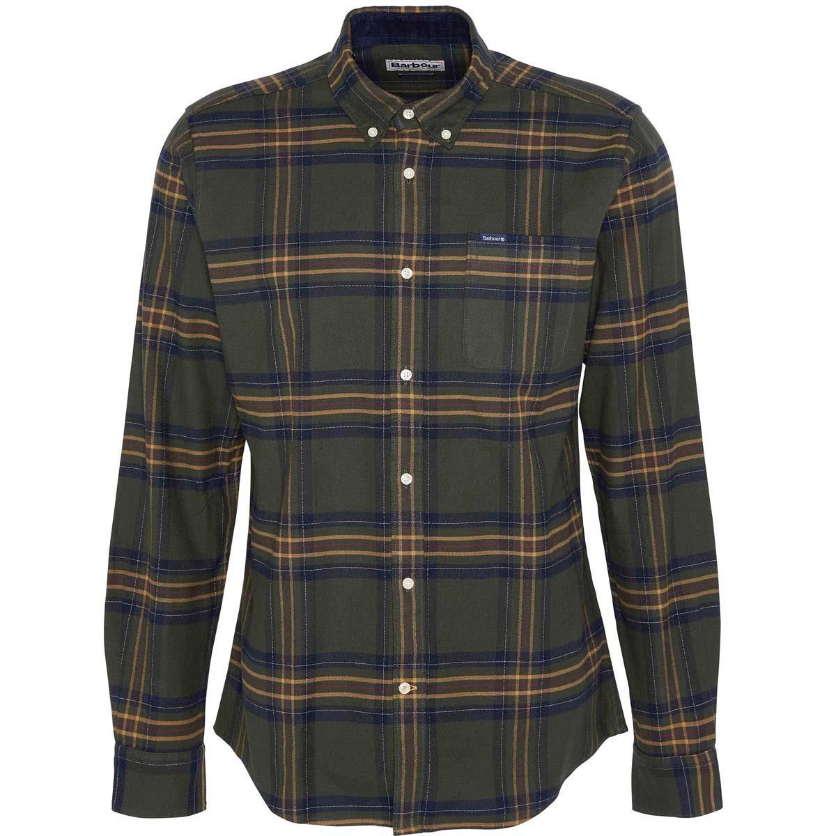 Olive Barbour Mens Portdown Tailored Shirt