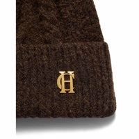 Chocolate Holland Cooper Womens Sloane Cable Bobble Hat Detail