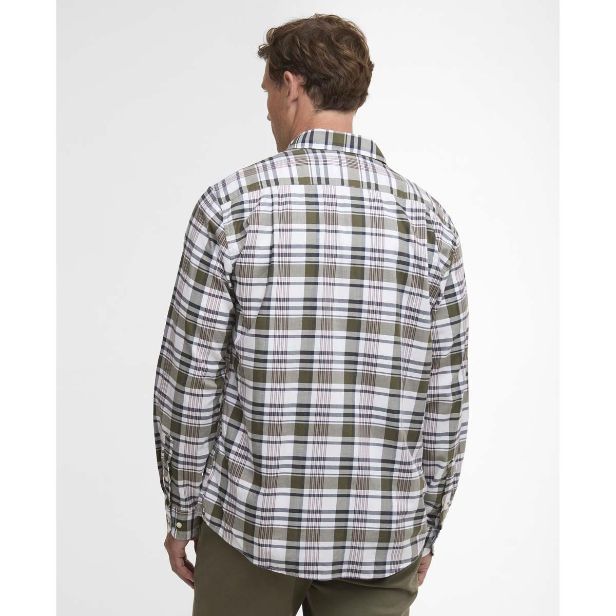 Olive Barbour Mens Hunwick Regular Shirt back