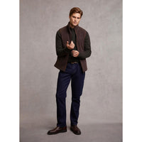 Chocolate Holland Cooper Mens Country Fleece Gilet On Model