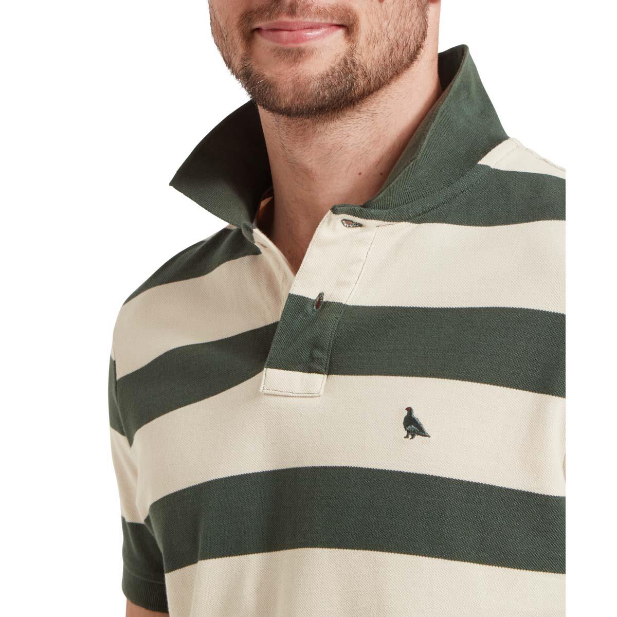 Green Stripe Schoffel St Ives Heritage Polo Shirt COLLAR