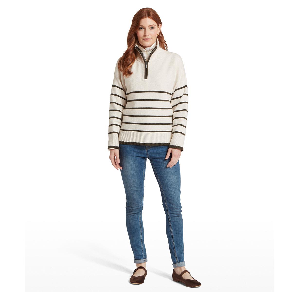 Soft White Schoffel Womens Sandsend 1/4 Zip Jumper full model
