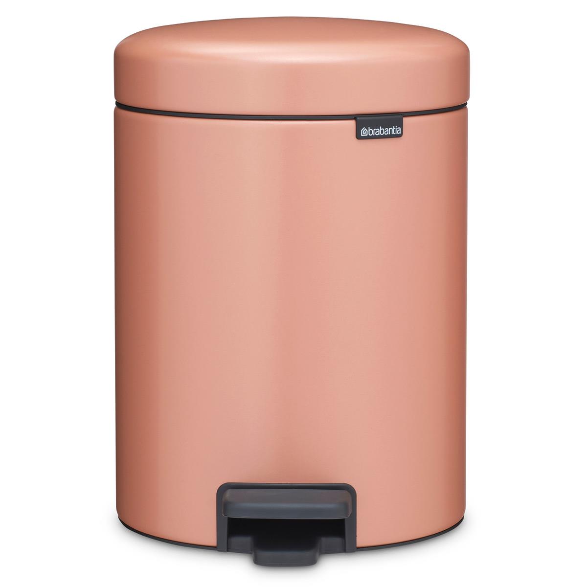 Warm Copper Brabantia newIcon Pedal Bin 5 Litre Plastic Bucket