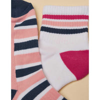 Pink/Blue Joules Womens Volley Tennis Socks 2 Pack Heel Detail