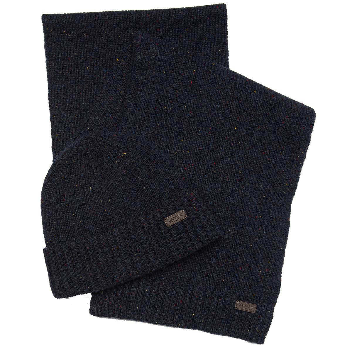 Barbour Mens Carlton Fleck Beanie and Scarf Gift Set