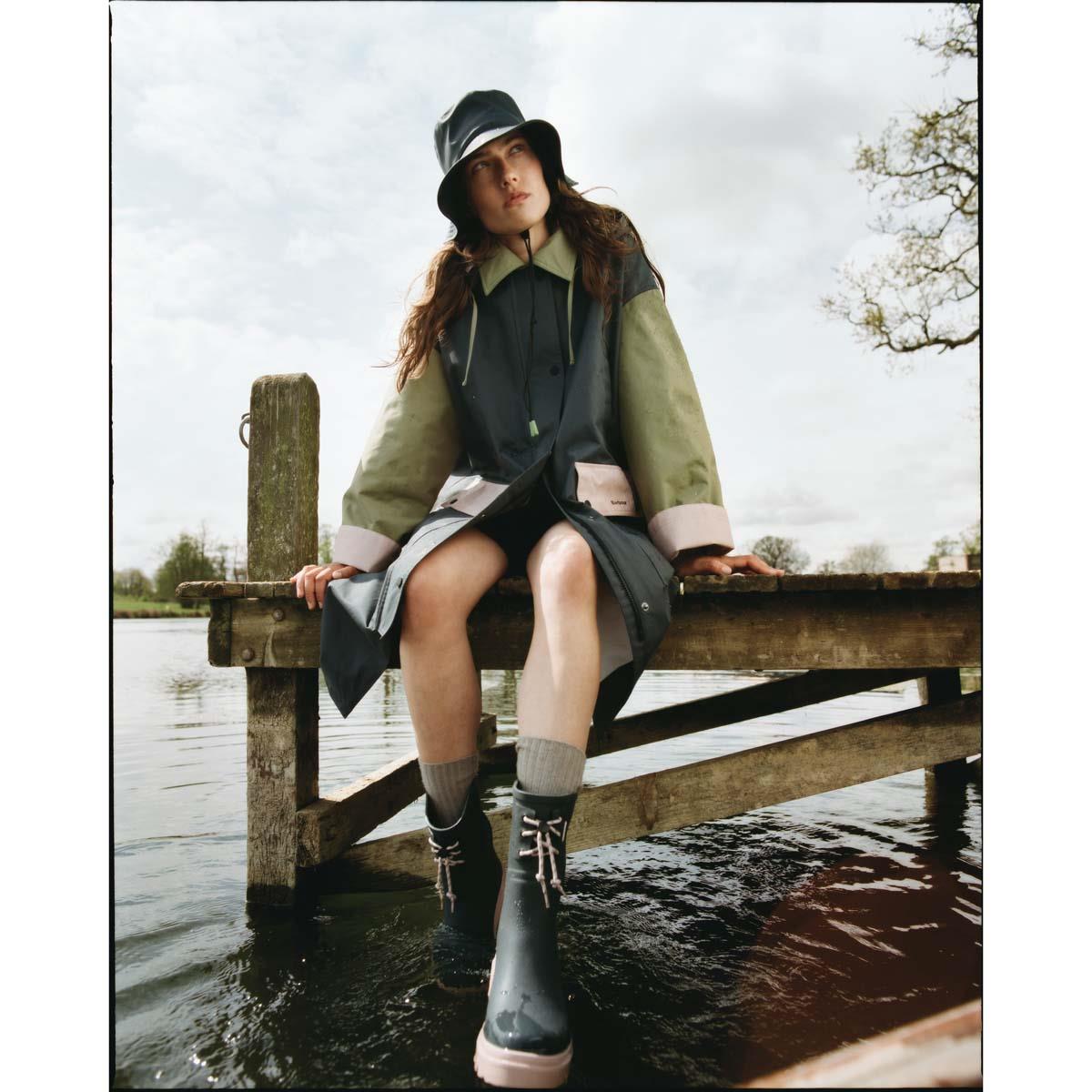 Dusk Grey Barbour Womens Thorpe Showerproof Bucket Hat lifestyle2