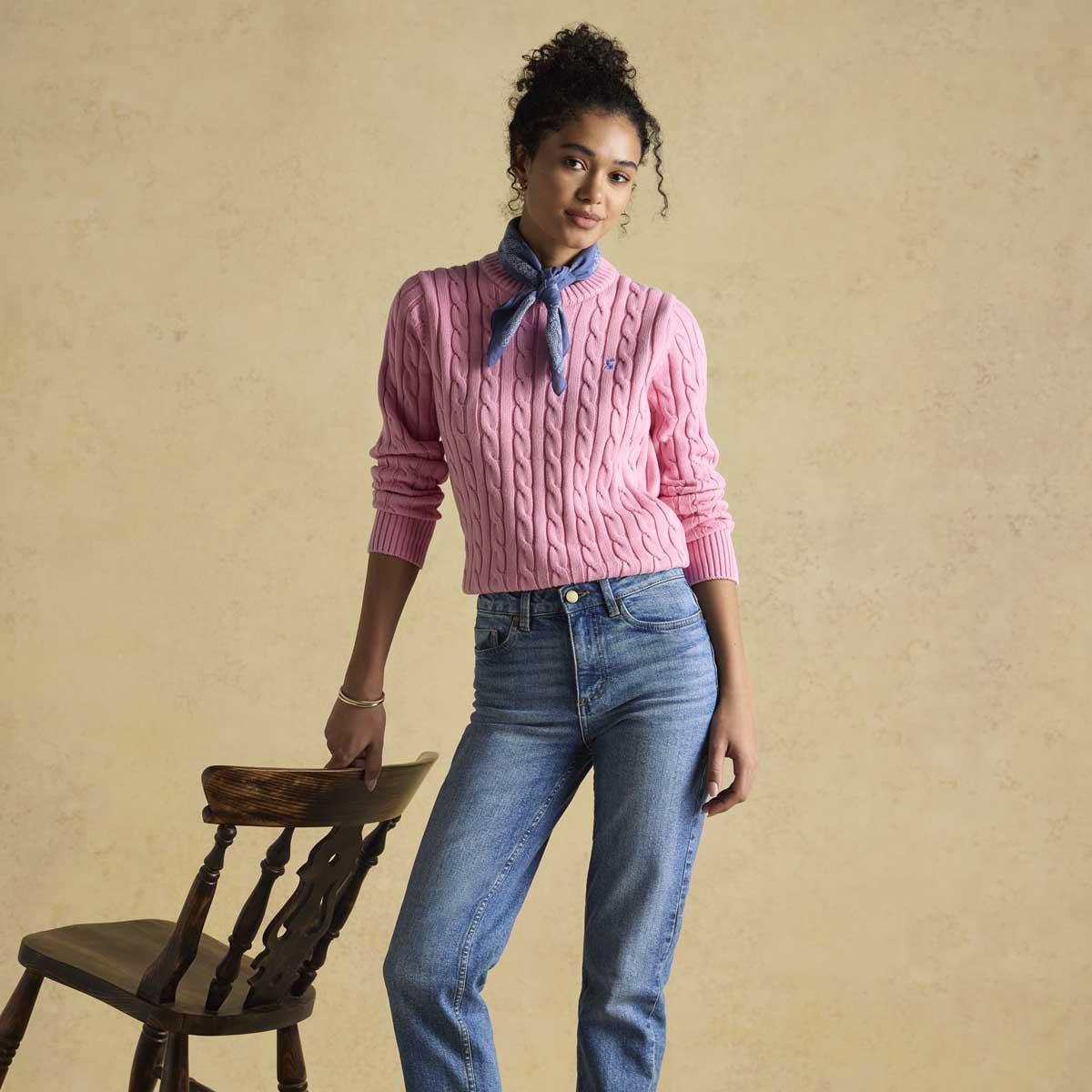 Pink Joules Womens Cotton Crew Neck Jumper Outfit