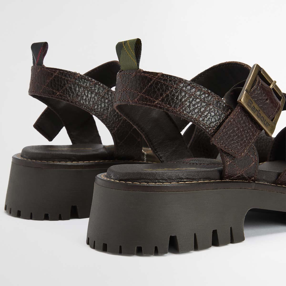 Dark Brown Barbour Gabby Sandal heel