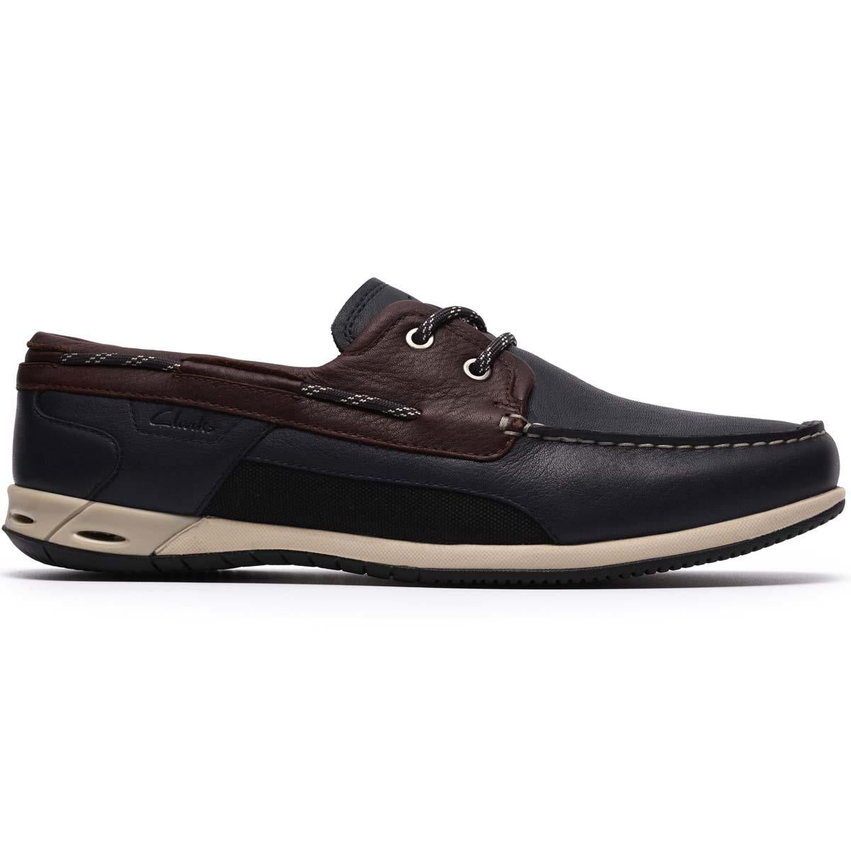 Navy Combi Clarks Mens Orson Sail Boat Shoes Side
