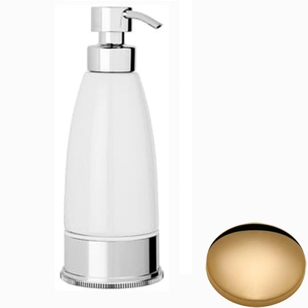 Non-Lacquered Brass Samuel Heath Style Moderne Freestanding White Ceramic Liquid Soap Dispenser N6666W