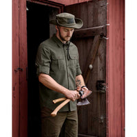 Grape Leaf Seeland Mens Selous Short Sleeve Cargo Shirt Lifestyle On Model