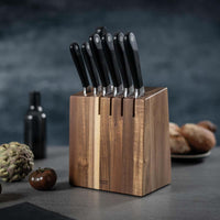 Kuhn Rikon Culinary Forged Acacia Knife Block Set Lifestyle Angled View