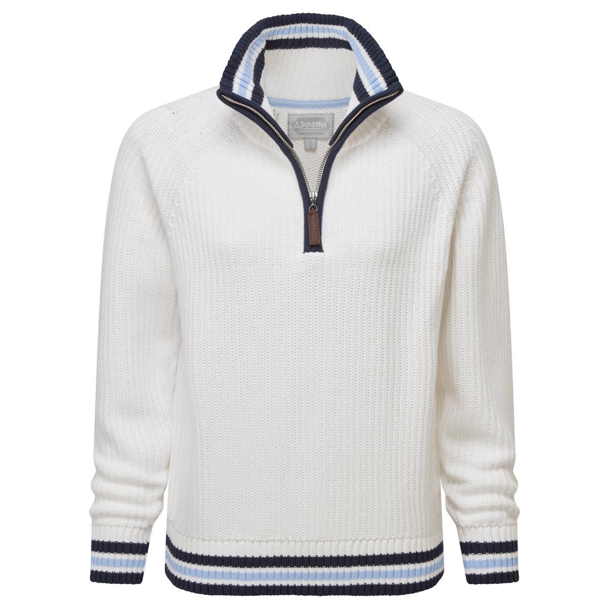 Soft White/Sky Blue Schoffel Womens Havelet 1/4 Zip Jumper