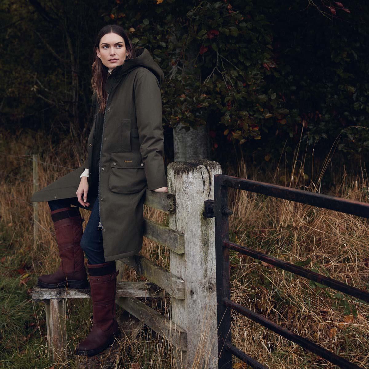 Mahogony/Chocolate Nubuck Barbour Womens Beaconsfield Tall Boot Lifestyle